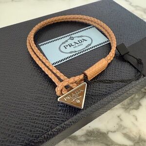 Prada 2IB288 Unisex double strand Bracelet In Brown Nappa Leather w/charm
